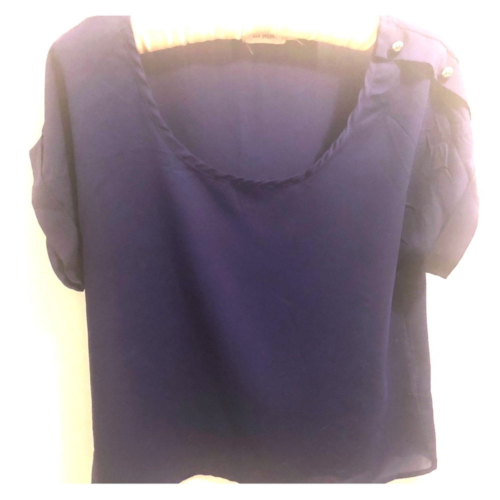 Navy Flowy Blouse